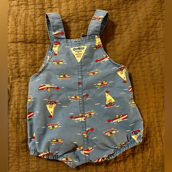 Vintage OshKosh B'Gosh Baby Overalls Sailboat Size 12 Months Made In USA - Picture 3 of 5